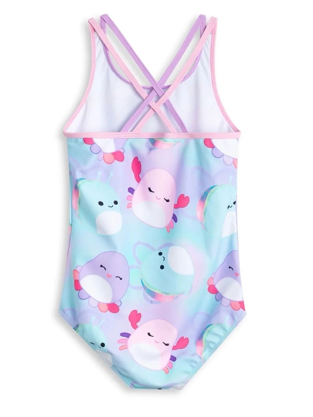 Girls' Pastel Sea Critter One-Piece Swimsuit - Pink & Purple Accents